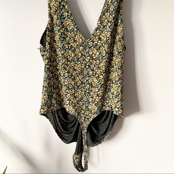 LEITH Ruched Sleeveless Floral Tank Top Mesh Bodysuit | 3X - Picture 4 of 7